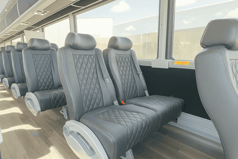 interior of Baytown Minibus Company charter bus