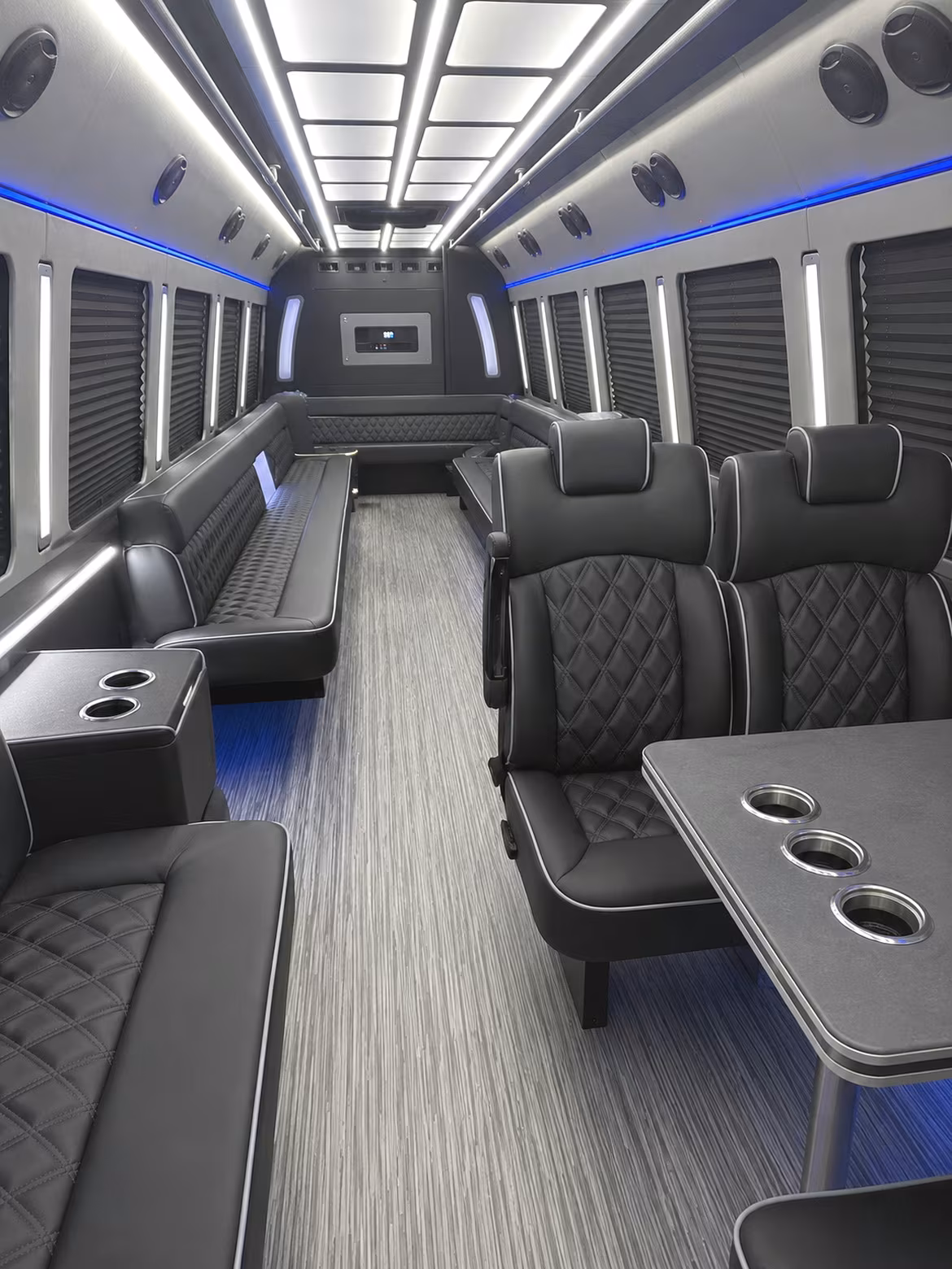 baytown 25 passenger party bus inside