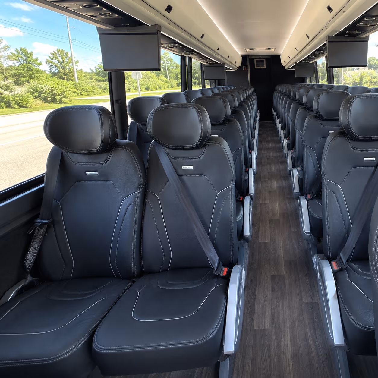 baytown 47 passenger charter bus inside
